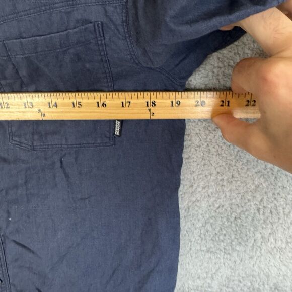 Outdoor Research Shirt Mens Small Blue Short Sleeve Button Up Hemp Blend - Picture 5 of 8